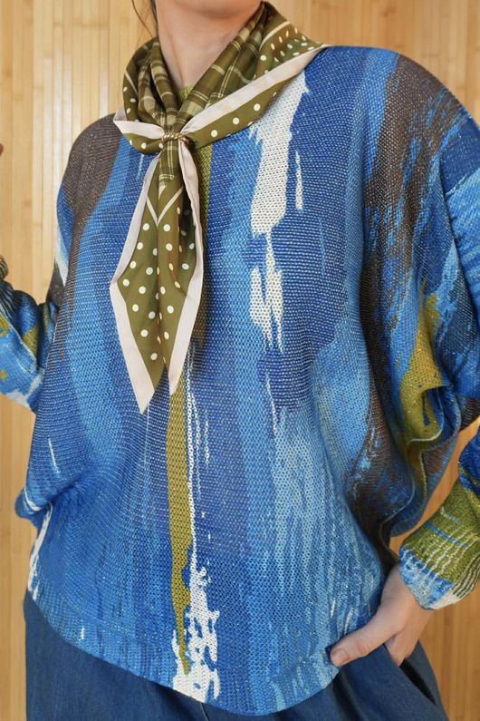 Raven Relaxed Knit Top Expressionist Blues